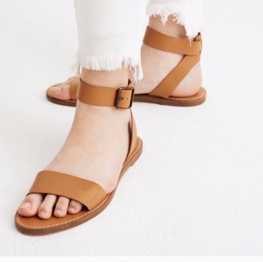 Madewell The Boardwalk Brown Leather Ankle-Strap Sandal size 9.5